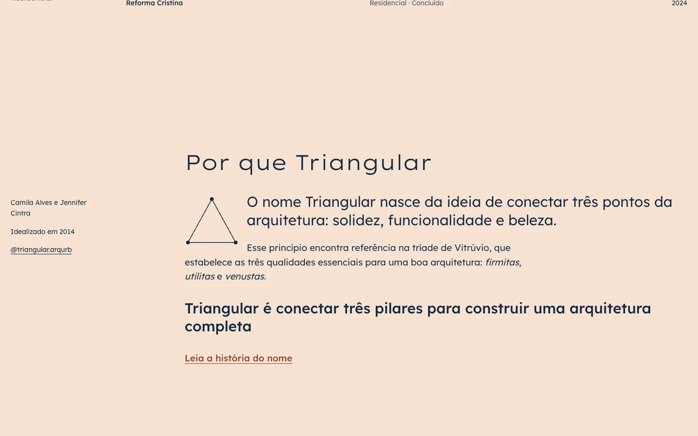Seção "Por que Triangular" explicando a origem do nome